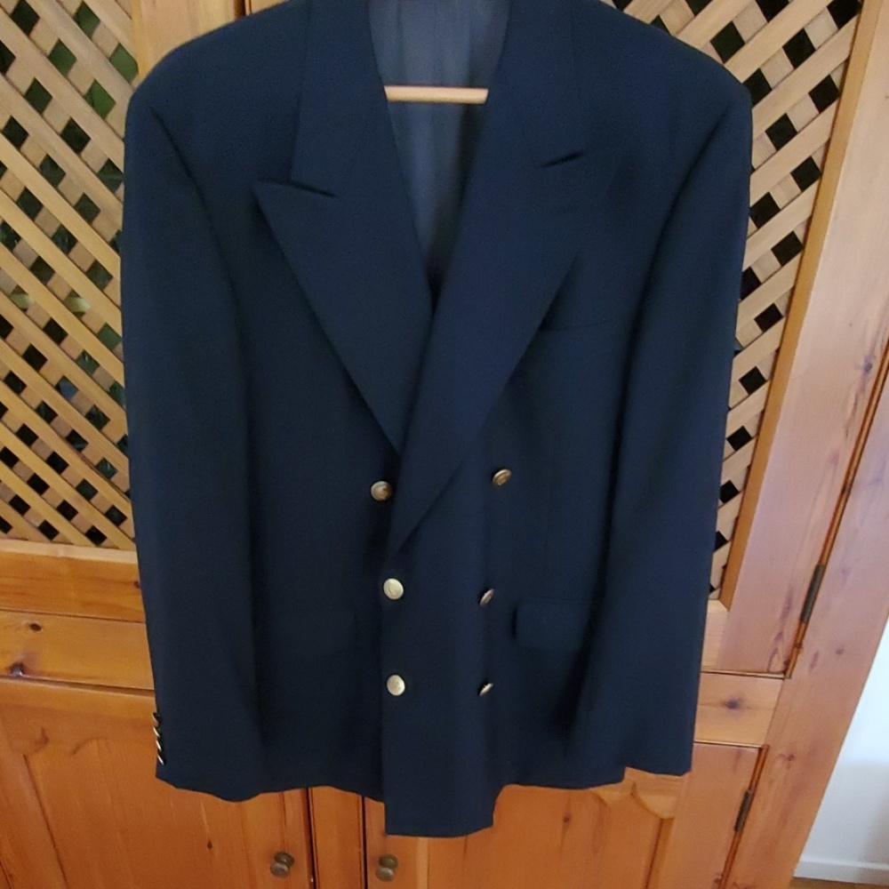 Men's navy blue double breasted blazer